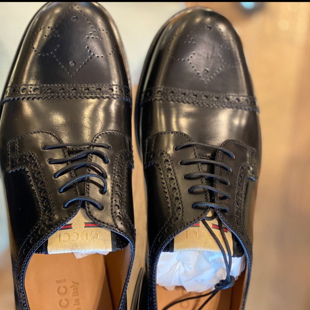 🕺HOST PICK🕺Gucci Perforated Leather Brogues Men's Shoes NEW IN BOX WITH BAGS - Picture 9 of 9